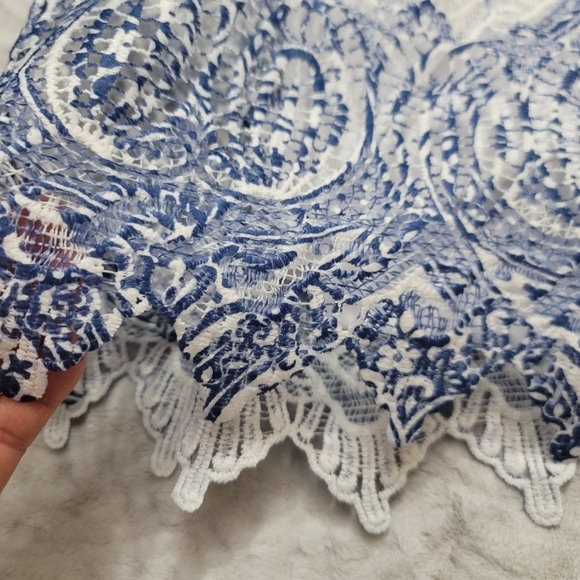 Alfred Dunner Denim Friendly Layered-Look Necklace Top Size 2X NWT White Blue - Picture 10 of 16